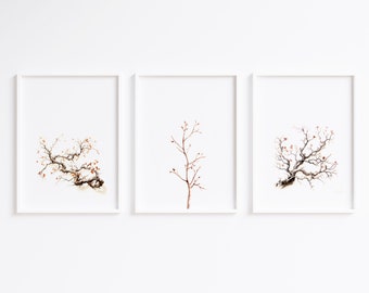 Tree Branches Prints Set Of 3 Printable Tree branches Decor, Rustic Tree Art Digital Watercolor Painting, Tree Without Leaves Printable