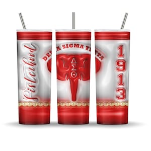 3d Inflated Delta Sigma Theta 1913 Tumbler Wrap PNG Sisterhood DST Sorority, Fraternity Tumbler Sublimation Skinny 20oz Straight Download