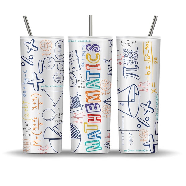 Math Teacher Gift Mathematics Tumbler Wrap PNG Sublimation Skinny 20oz Straight Sublimate Wrapping Math Teacher Tumbler Teacher Appreciation