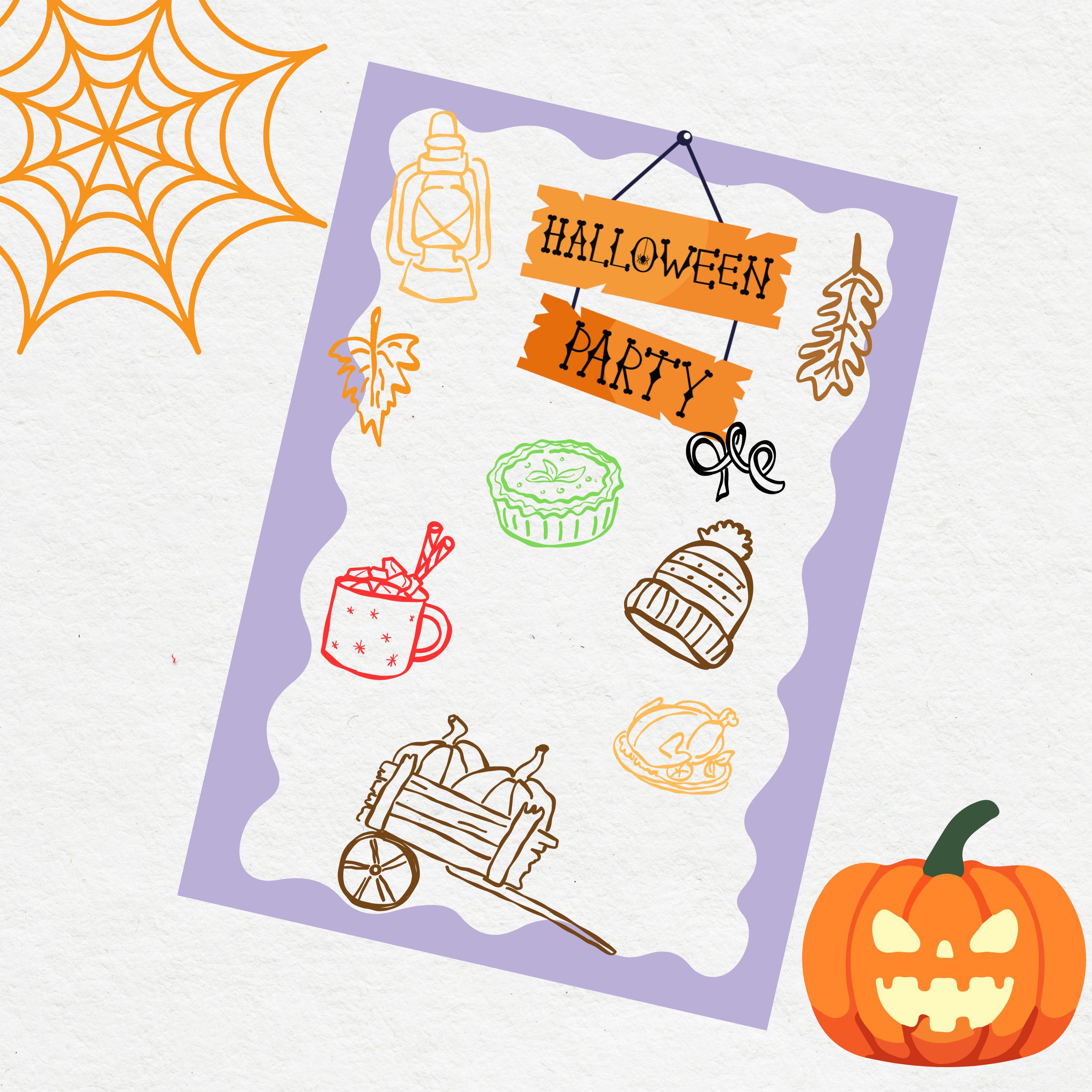 Hand Drawn Autumn Love Line Art PNG Icons Outline, Thanksgiving Pumpkin ...