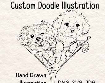 Dibujo de ilustración de doodle personalizado: mascota, persona, línea dibujada con un contorno caprichoso, icono SVG, PNG, EPS, Jpg, descarga digital