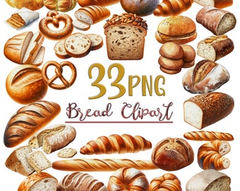 Bread Clipart Bundle PNG Set 1 Oil Paint Texture Bakery Clipart Set Food Clipart Baking Clipart Digital Download American Culture Graphics