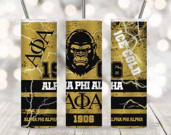 Alpha Phi Alpha 1906 Tumbler Wrap PNG APA 1906 Fraternity Tumbler Sublimation Skinny 20oz Straight Strong Gorilla Distressed Texture PNG