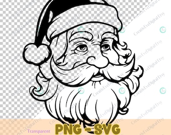 Cara de Papá Noel SVG, Papá Noel PNG, Papá Noel rojo PNG, Papá Noel SVG, archivo de corte de Papá Noel, Cricut SVG, descarga digital instantánea