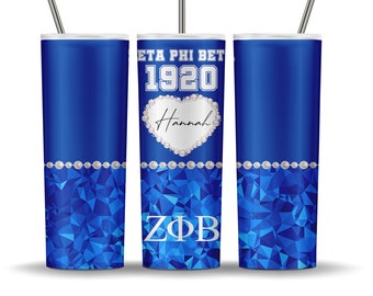 Personalized Zeta Phi Beta Tumbler Wrap PNG Sorority Gift ZPB 1920, Fraternity Tumbler Sublimation Skinny 20oz, Straight And Tapered Digital