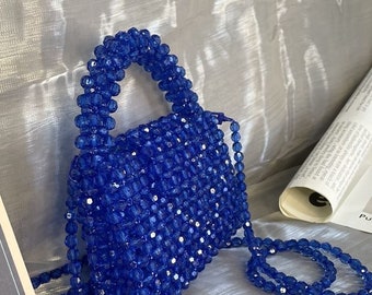 Long Chain  Bead Bag Hand-woven Handbags Unique Design Ladies Party Bag