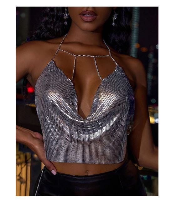 Low cut sequin top sales