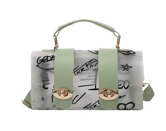 Transparent Graffiti Messenger Bag (Available in green, black and white)