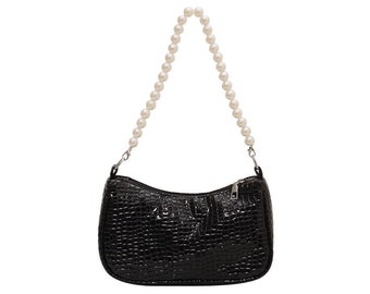 Pearl Leather clutch bag Women Party Purse Evening