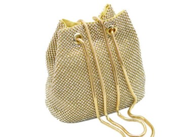 Gold  Evening Clutch Purses and Handbags Ladies Fashion Cocktail Party Handbag (Available also in Black colour)