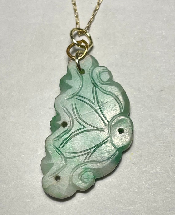 Antique carved Burma jade not treated 30x18 mm pe… - image 2