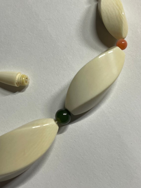 Vintage white coral 35x15 mm largest carved beads… - image 2