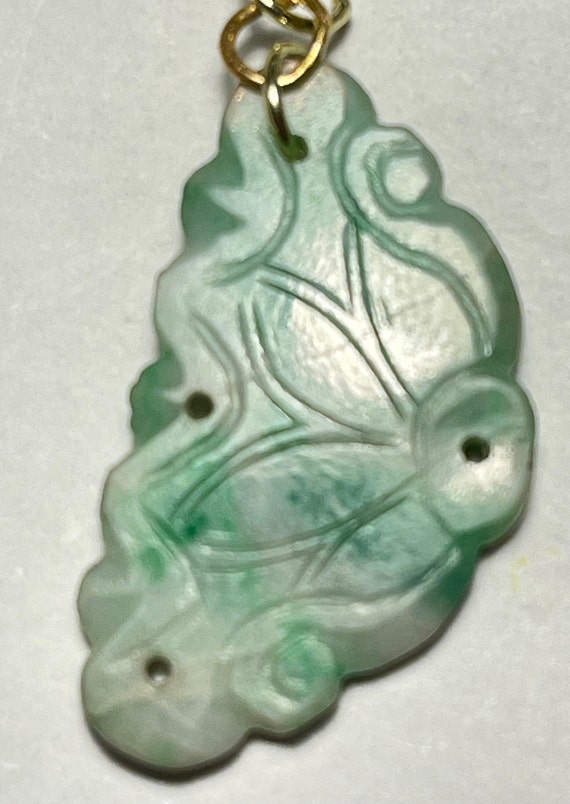 Antique carved Burma jade not treated 30x18 mm pe… - image 3