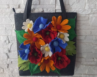 Spring bag / Felt bag / Gift for a woman / Colorful bag