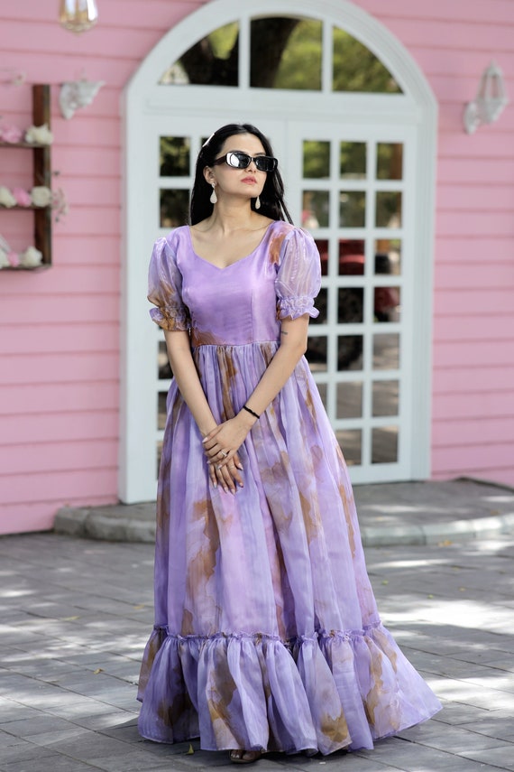 Violet - Selena Huan lavendar color vintage crinkle chiffon prom bloom -  SelenaHuanBridal