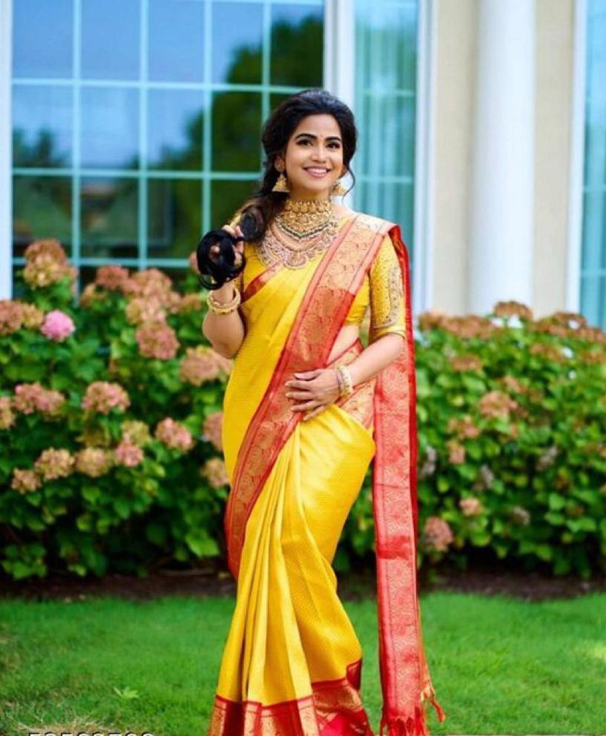 Beutiful Pure Soft Silk Saree Designer Lime Yellow and Red Saree for Women  Party Weeding Wear Sarees -  Canada