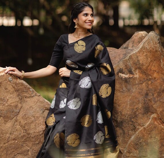 black saree party wear