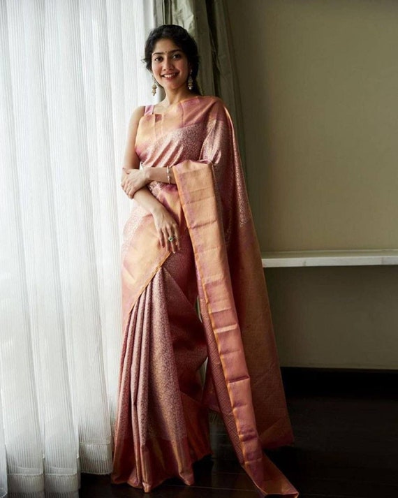 Light Pink Saree for Wedding Reception Party Function Wear Kashmiri Weaving  Silk Kani Saree for Women, Royal Look Saree Gifts for Women. -  Canada