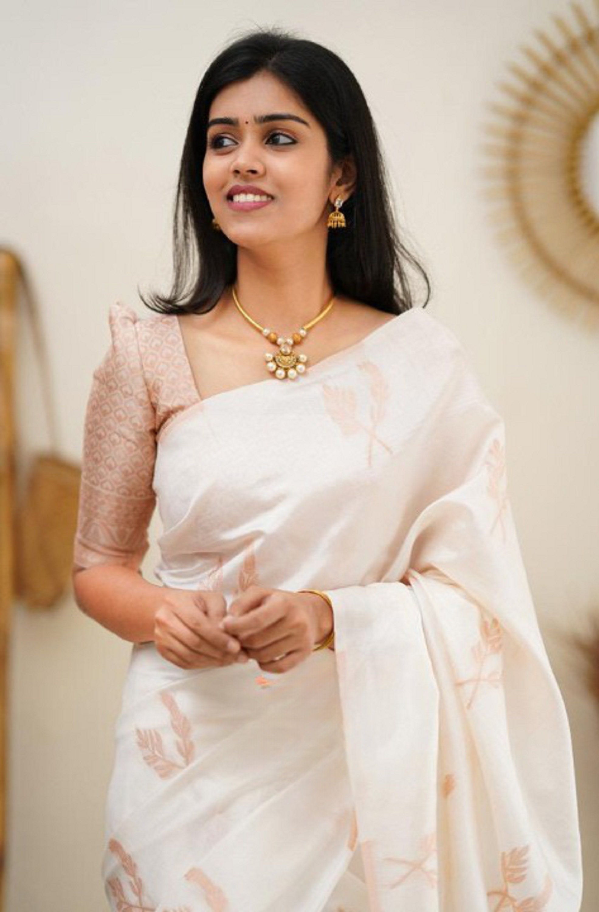 Half white wedding silk sarees top