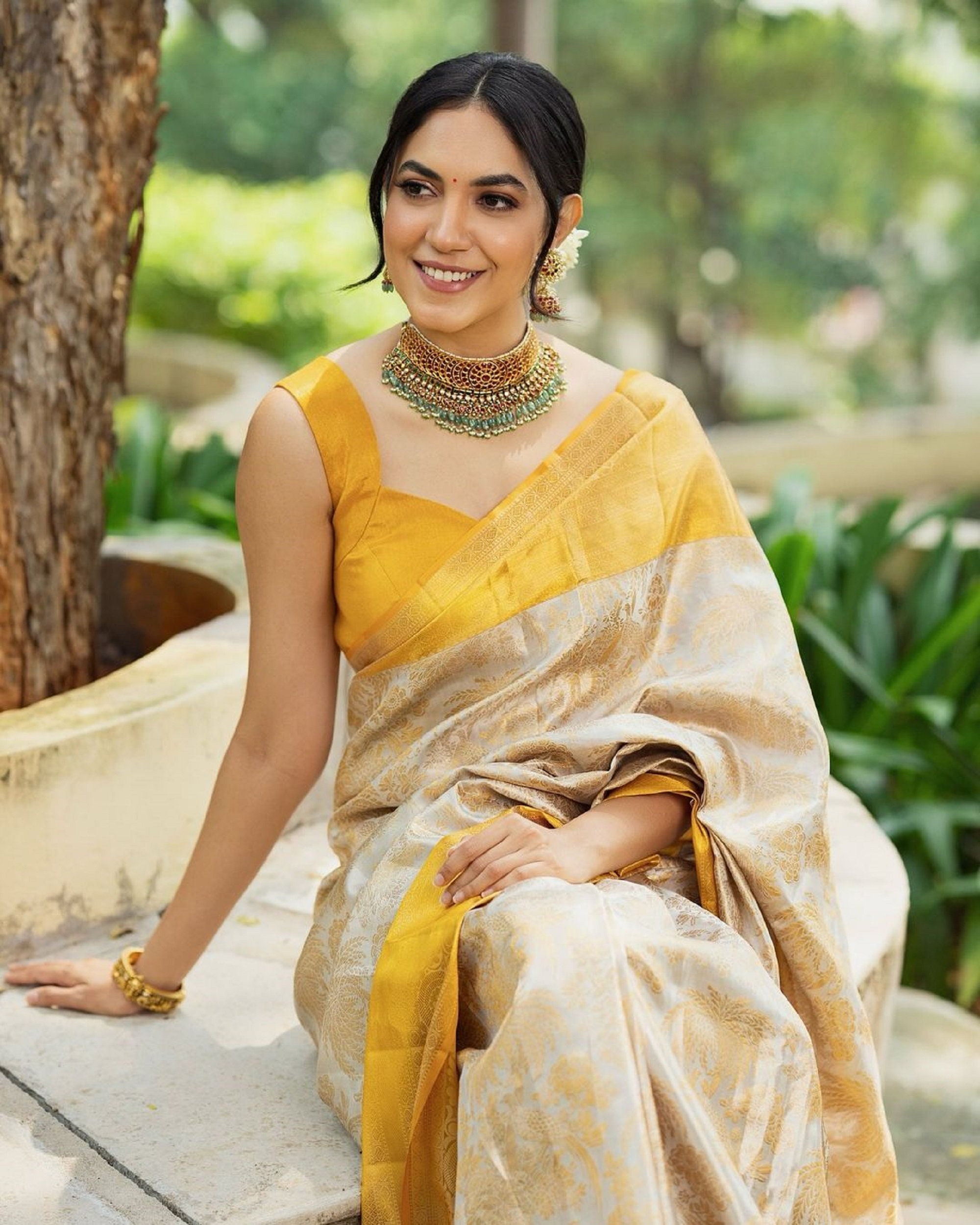 Mustard Yellow Silk Saree