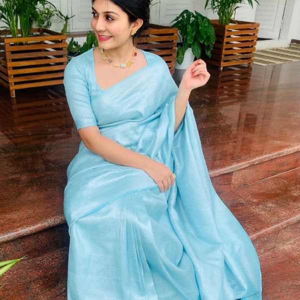 Sky Blue Colour Designer kanjeevaram Soft Silk Saree.party ware saree,ready to ware saree.