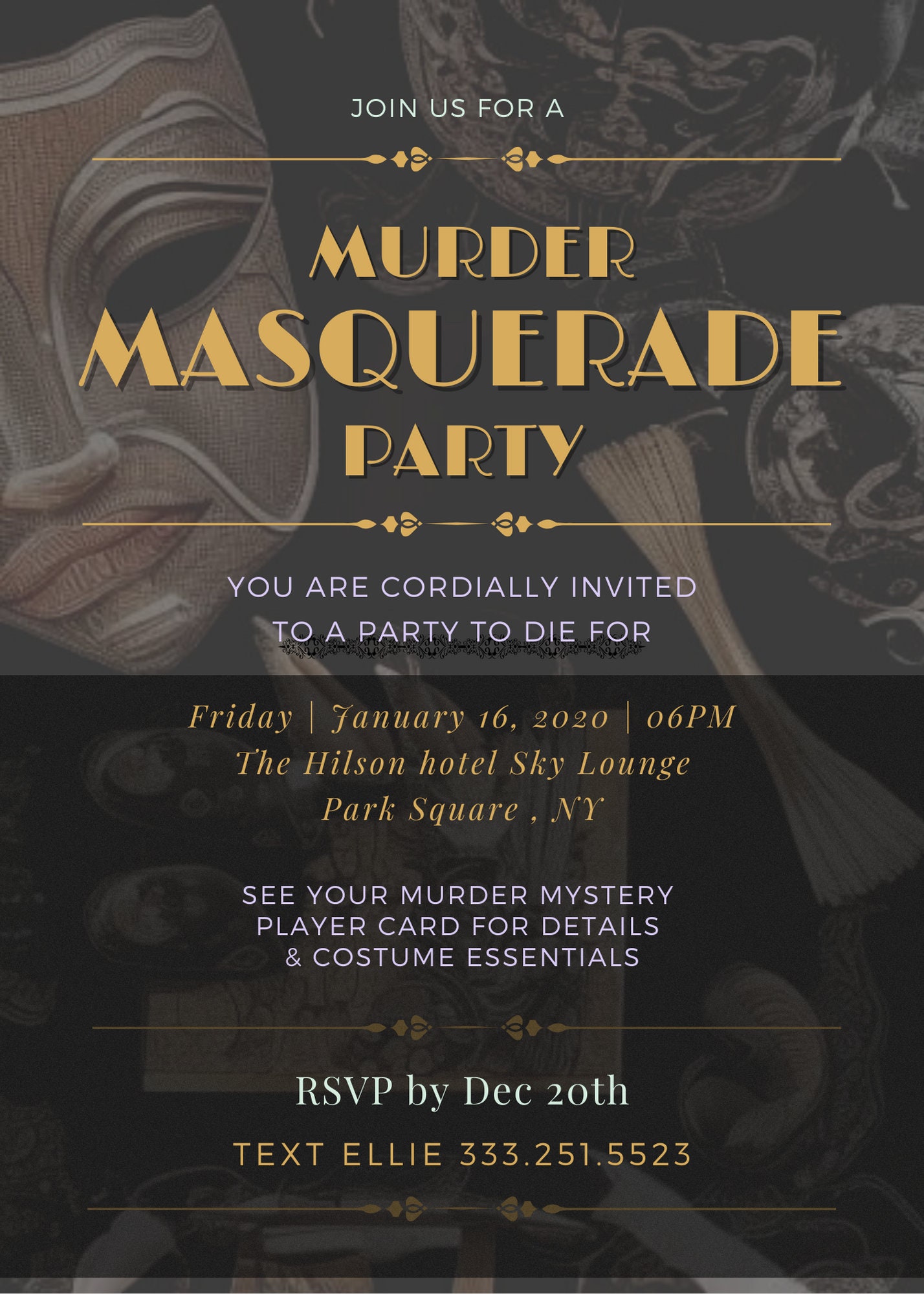 Masquerade Murder Mystery Dinner Party Invitation INSTANT DOWNLOAD ...