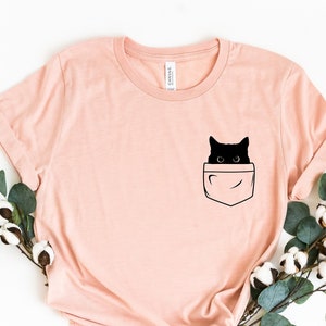 Cat Shirts, Cat Hiding in Pocket Shirts, Cute Kitty in Pocket Tee, Kitten T-shirts, Pocket Cat Tshirt, Gift for Cats Lover, Cat Mom Shirt