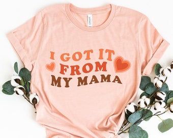 Gift for Girl Mom, Lucky you are my Mama baby onesie\u00ae-Boho chic Baby Gift-Mom daughter outfit,Retro Mama Shirt Matching Set