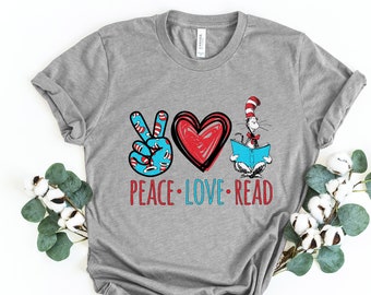 Peace Love Reading Shirt, Reading Shirt, Book Shirt, Book Lover Gift, Gift for Kid, Teacher Shirt, Gift for Teacher, Pre-K Teacher, Read Tee