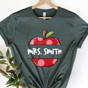 Apple Custom Teacher Shirt, Personalized Teacher Shirt, Custom Teacher Shirt, Teacher Name Shirt, Teacher Apple Shirt, Back To School Shirt