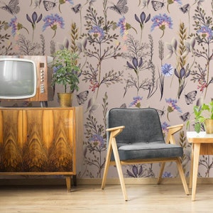 Nature Wallpaper | Garden, Flower, Plant, Dollhouse | Floral Print | Removable Peel and Stick Wallpaper | Wall Mural #718