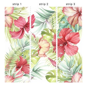 Nature Wallpaper Flower, Hibiscus, Watercolor, Leaves Floral Print Removable Peel and Stick Wallpaper Wall Mural 827 image 7