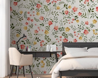 Kleine Sommerblumen Wallpaper #737 | Abnehmbare Tapete, temporäre Tapete, traditionelle Tapete, Peel & Stick Wallpaper