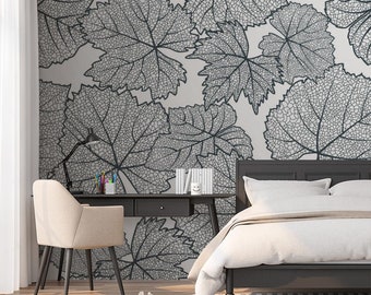Grape Leaves Wallpaper #730 | Removable Wallpaper, Temporary Wallpaper, Traditional Wallpaper, Peel & Stick Wallpaper