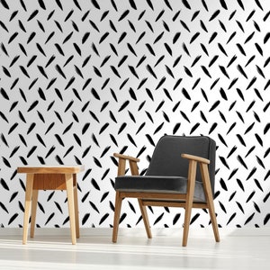 Fond d'écran abstrait | Noir et blanc, pinceau, lignes | Impression géométrique | Papier peint amovible à peler et coller | Murale #993