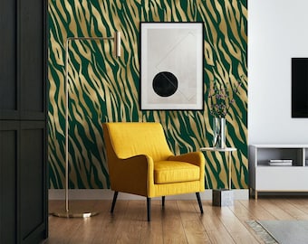 Oriental Tiger Stripes Wallpaper #909 | Removable Wallpaper, Temporary Wallpaper, Traditional Wallpaper, Peel & Stick Wallpaper
