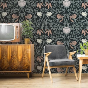 Flower Climbers Wallpaper #937 | Removable Wallpaper, Temporary Wallpaper, Traditional Wallpaper, Peel & Stick Wallpaper