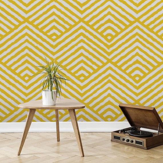 yellow and grey chevron wallpaper