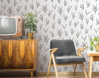 Subtle Plants #936 | Removable Wallpaper, Temporary Wallpaper, Traditional Wallpaper, Peel & Stick Wallpaper