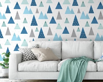 Mountains Kids #882 | Removable Wallpaper, Temporary Wallpaper, Traditional Wallpaper, Peel & Stick Wallpaper