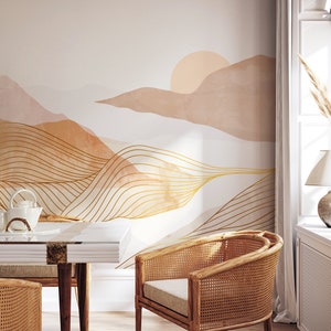 Sunset #1050 | Removable Wallpaper, Temporary Wallpaper, Traditional Wallpaper, Peel & Stick Wallpaper