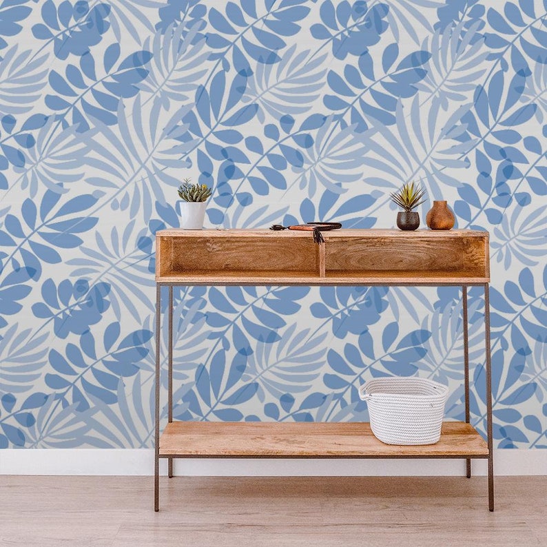 Pale Blue Twigs Wallpaper 743 Removable Wallpaper, Temporary Wallpaper, Traditional Wallpaper, Peel & Stick Wallpaper zdjęcie 1