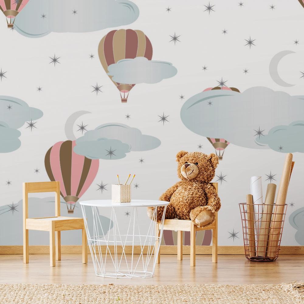 Kinder Tapete | Luftballons, Himmel, Hell, Kinderzimmer | Doodle Print |  Abnehmbare Peel and Stick Wallpaper | Wandbild #719 - Etsy Österreich, image size:1000x1000