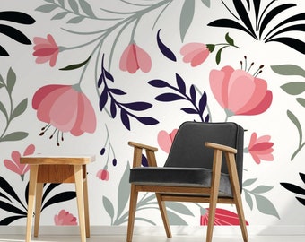 Nature Wallpaper | Flower, Bright, Garden | Floral Print | Removable Peel and Stick Wallpaper | Wall Mural #805