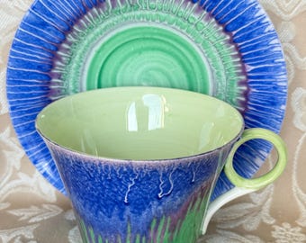 Shelley Harmony Drip Ware Eve Shape filiżanka i spodek Vintage 1930 Bardzo rzadki