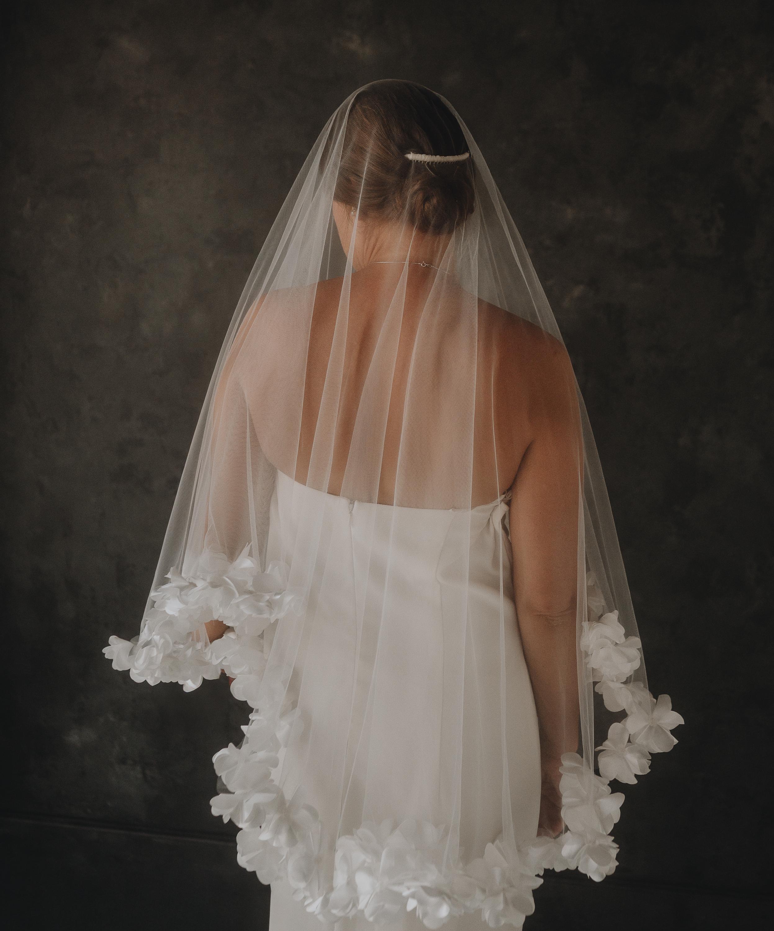 Elegant White Lace Rain Drop Rhinestone Cathedral Length Bridal Veil Sparkly Cathedral Wedding Veil with Rhinestone Edging  main image 2