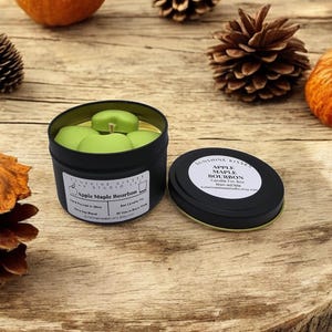 Apple Maple Bourbon 6oz Candle Tin, Baked Bread, Fresh, Food Shaped, Delicious