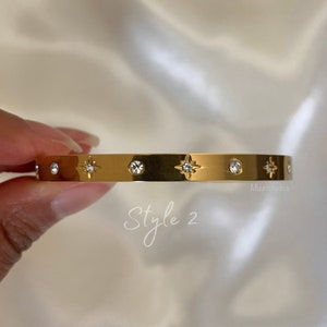 18K Gold Celestial Cuff Bracelet Set Gold Plated Bangels Sun Stars Carved Bracelet Classic Stacking Bangles zdjęcie 5