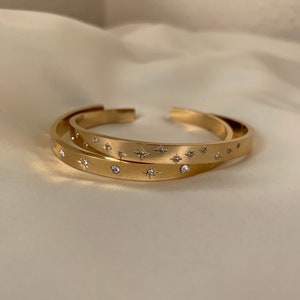18K Gold Celestial Cuff Bracelet Set Gold Plated Bangels Sun Stars Carved Bracelet Classic Stacking Bangles zdjęcie 7