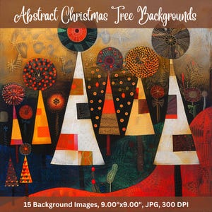 Papier de fond abstrait sapins de Noël à téléchargements numériques Art imprimable Artisanat sur papier Papier collage Fabrication de cartes Artisanat